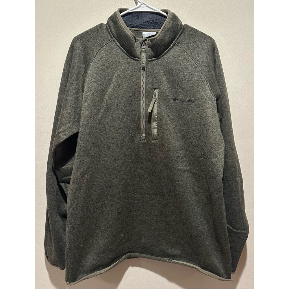 Columbia Men's Canyon Point Sweater Fleece 1/2‎ Zip Size Large - Stone Green
